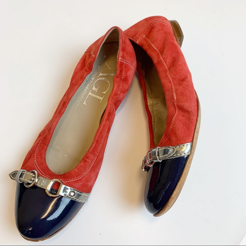 AGL cap toe patent ballet flats Buckle shoes
